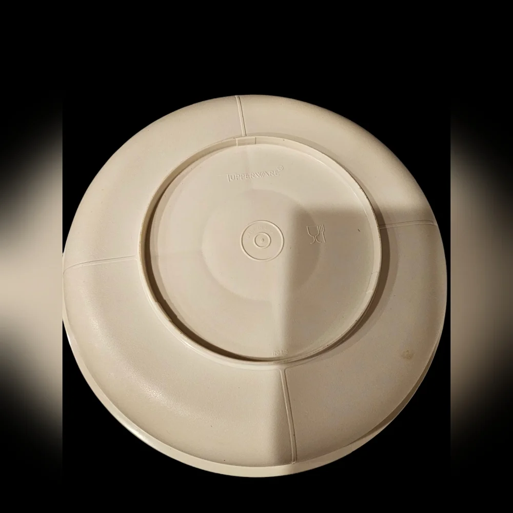Vintage Tupperware Cream Divided Serving‎ Tray with Lid